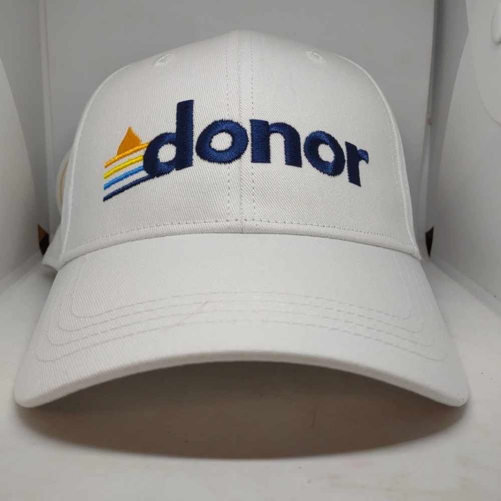 Donor Hat White One Size Adjustable Strap back Cap Embroidered #A